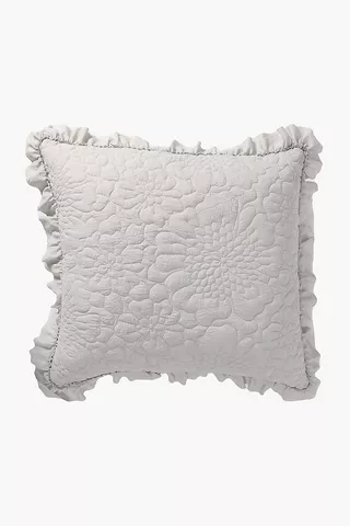 Feather Filled Floral With Frill Scatter Cushion 60x60cm