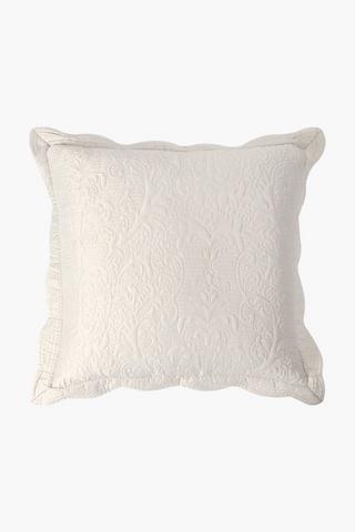 Feather Filled Quilted Satin Embroidered Scatter Cushion, 60x60cm