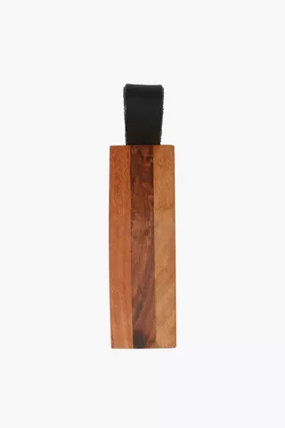 Wooden Wedge Door Stopper With Leather Handle
