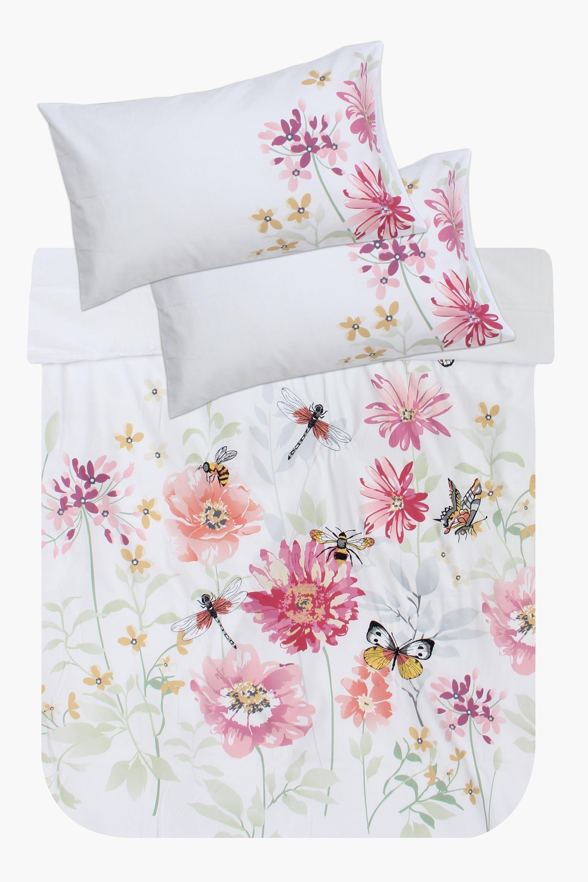 Embroidered Floral Duvet Cover Set