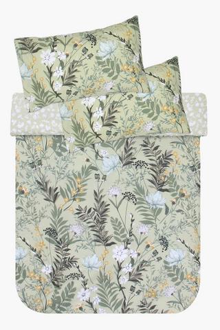Polycotton Reversible Toulon Sage Duvet Cover Set