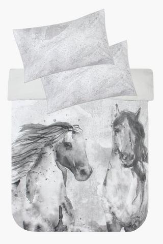 Polycotton Walnut Horses Duvet Cover Set