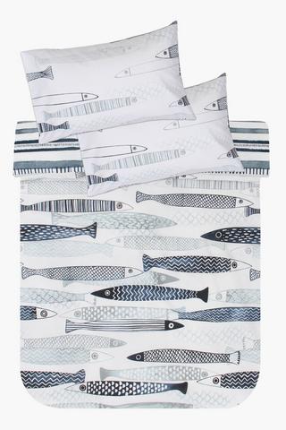 Polycotton Coastal Fish Duvet Cover Set