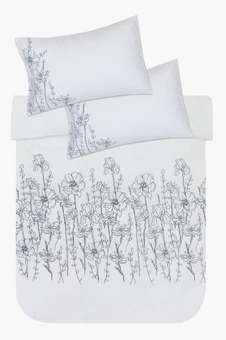Embroidered Line Floral Duvet Cover Set