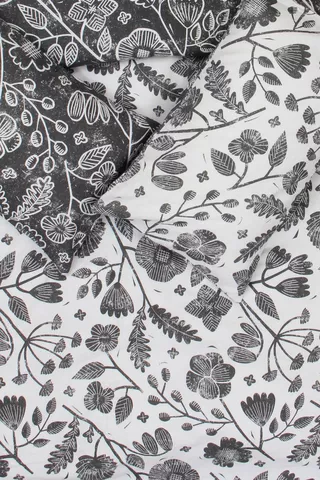 Brushed Cotton Mono Floral Duvet Cover Set