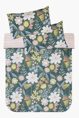 Polycotton Reversible Floral Patchwork Duvet Cover Set