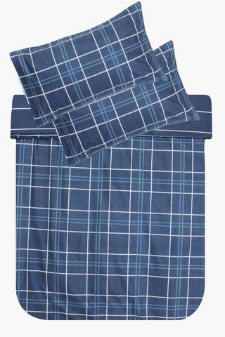 Brushed Cotton Printed Check Duvet Cover Set