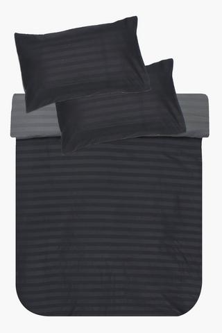 Microfibre Embossed Stripe Duvet Cover Set
