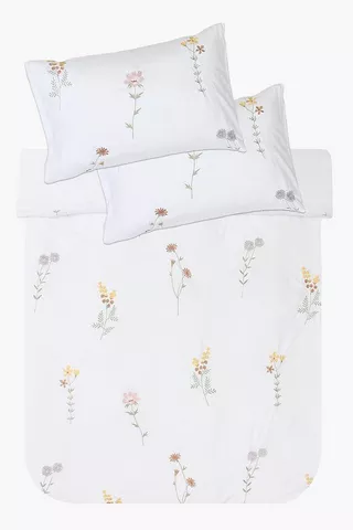 Embroidered Floral Duvet Cover Set