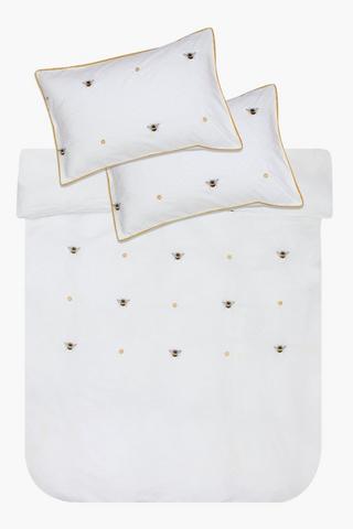 Cotton Embroidered Bee Duvet Cover Set