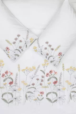 Embroidered Siera Floral Cotton Duvet Cover Set