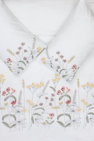 Embroidered Siera Floral Cotton Duvet Cover Set
