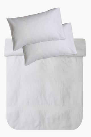 132 Thread Count Embroidered Criss Cross Cotton Duvet Cover Set