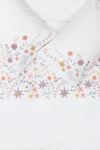 Cotton Embroidered Pastel Floral Duvet Cover Set