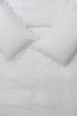 Waffle Stripe Ruffle Cotton Duvet Cover Set