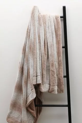 Luxury Faux Fur Ombre Stripe Blanket, 150x200cm