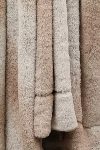 Luxury Faux Fur Ombre Stripe Blanket, 150x200cm