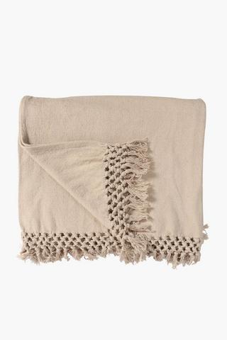 Macrame Cotton Throw, 180x220cm