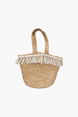 Round Cotton Braided Jute Beach Bag