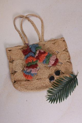 Jute Circles Tassel Beach Bag