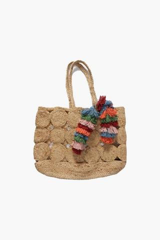 Jute Circles Tassel Beach Bag