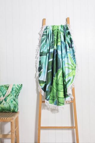 Printed Round Fringe Tropical Beach Mat,90cm