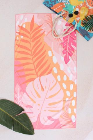 Printed Leaves Beach Towel