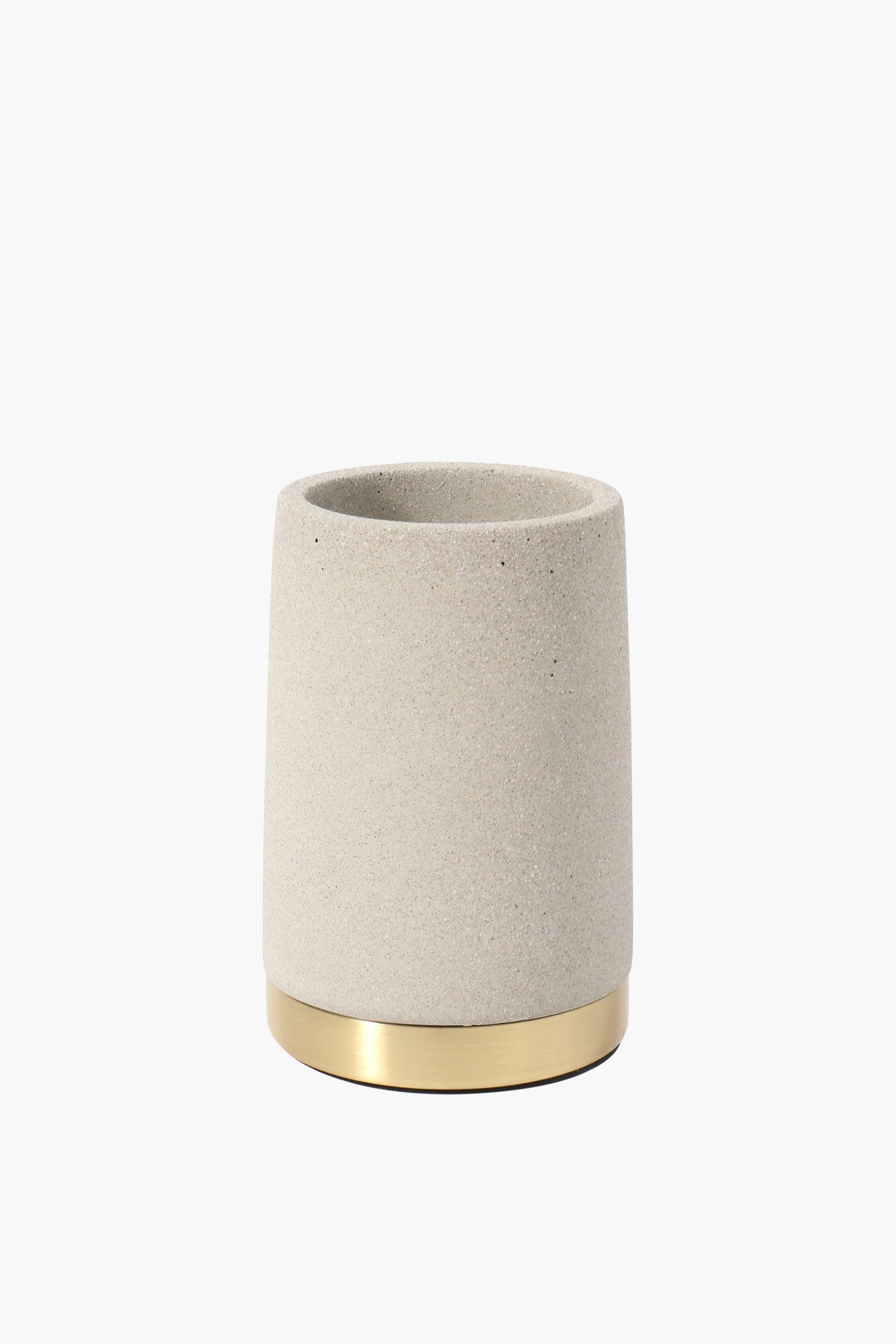 Cement And Gold Trim Bath Tumbler
