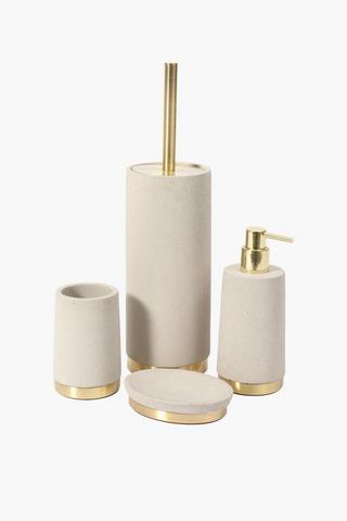 Cement And Gold Trim Toilet Brush