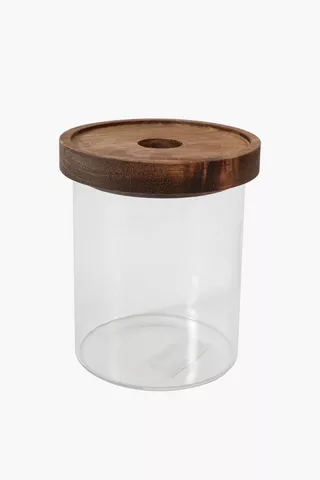 Wood And Glass Cotton Bud Canister, Large