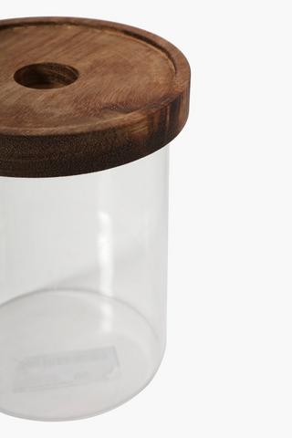 Wood And Glass Cotton Bud Canister, Large
