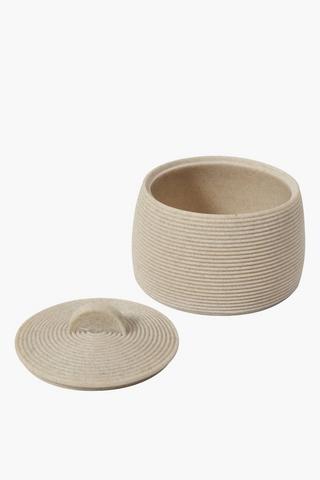 Ribbed Sandstone Cotton Bud Holder