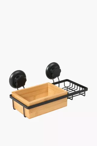 Wooden Rack Soap Dish With Suction Nozzle