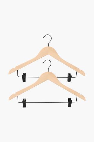 2 Pack Wooden Hangers With Pegs