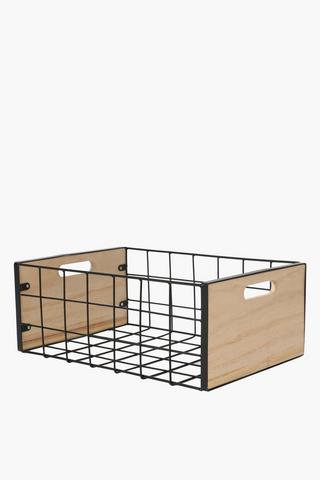 Metal And Wood Utility Basket Large