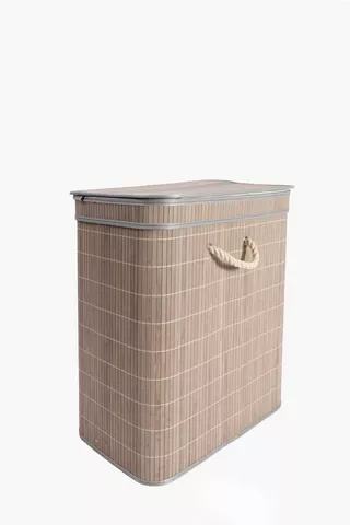 2 Section Bamboo Laundry Basket