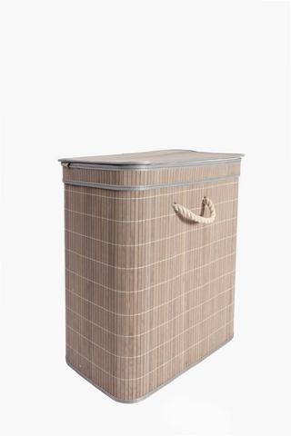 2 Section Bamboo Laundry Basket