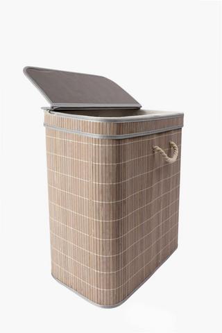 2 Section Bamboo Laundry Basket