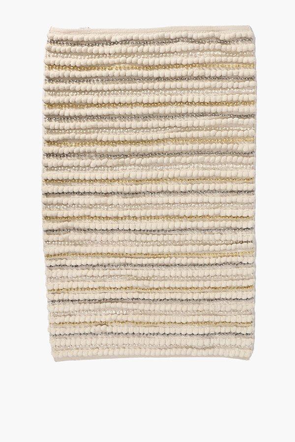 Cotton Stripe Bobble Bath Mat Extra Large