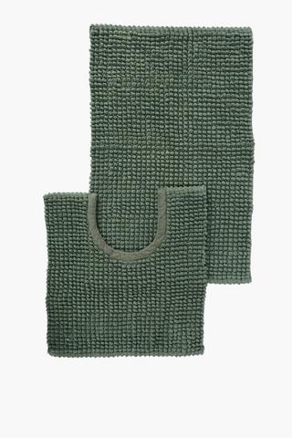 2 Piece French Micro Bobble Bath Mat Set