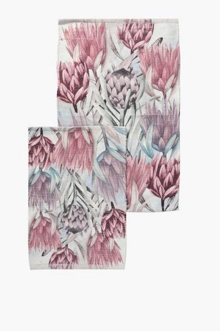 2 Piece Digital Protea Bath Mat Set