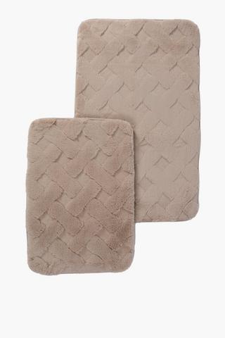 2 Piece Memory Foam Faux Fur Bath Mat Set