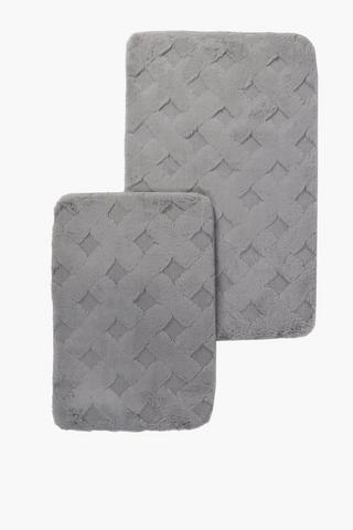 2 Piece Memory Foam Faux Fur Bath Mat Set