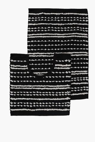 2 Piece Pre Dyed Stripe Bath Mat Set
