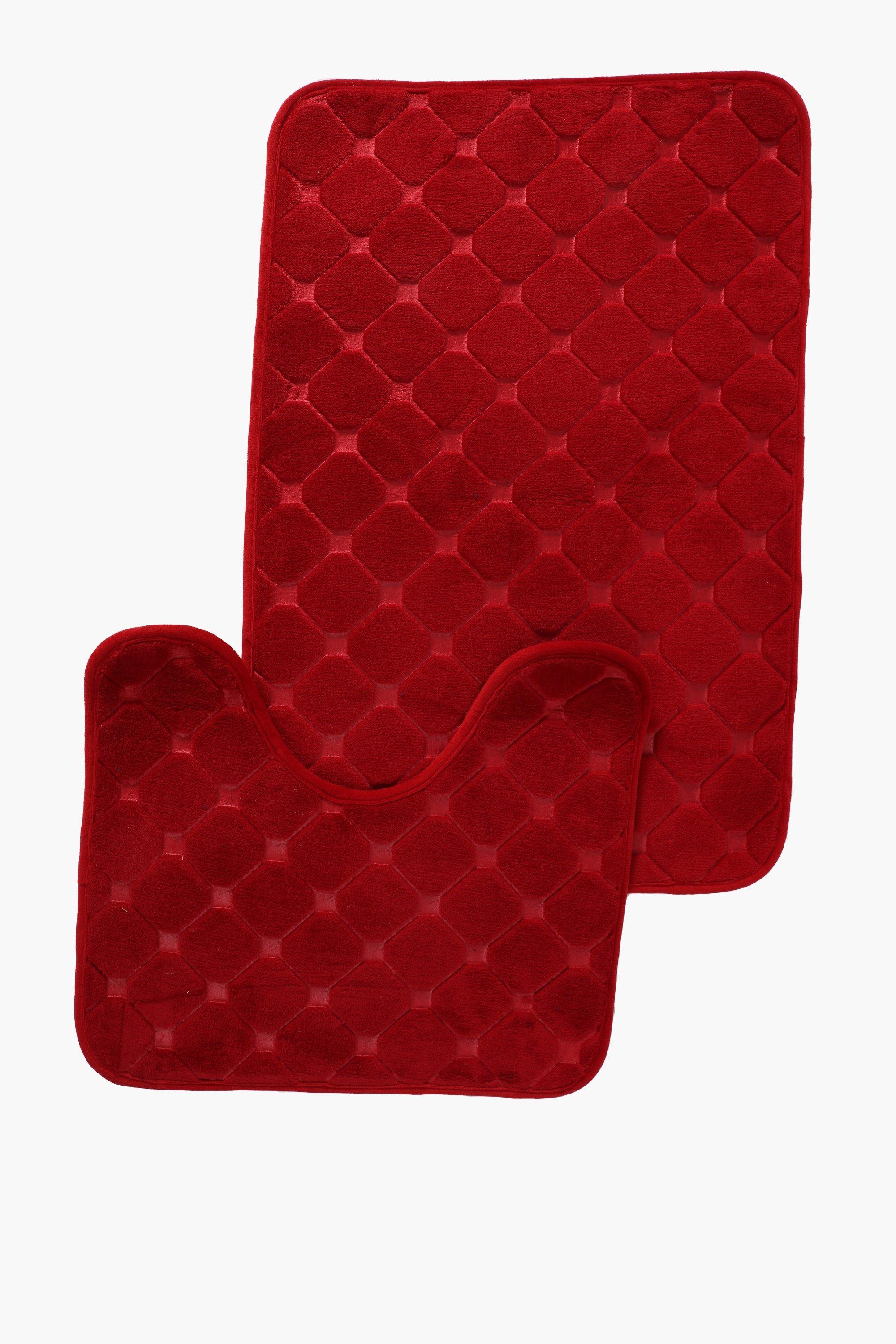 2 Piece Embossed Foam Bath Mat Set