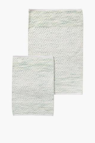 2 Piece Cotton Milange Diamond Bath Mat Set