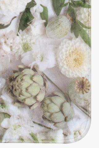 2 Piece Printed Floral Foam Bath Mat Set