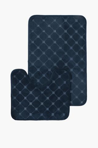 2 Piece Embossed Foam Bath Mat Set