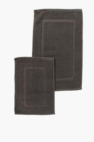 2 Piece Cotton Shadow Box Bath Mat Set