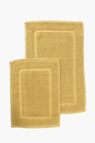 2 Piece Textured Cotton Bath Mat Set